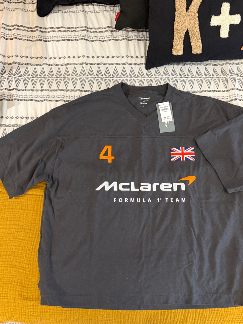 New Hollister McLaren Formula 1 Team #4 Oversized Cropped Men’s T-Shirt Large